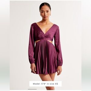 NWT The A&F Giselle Pleated Cutout Mini Dress XS petite Burgundy 😻